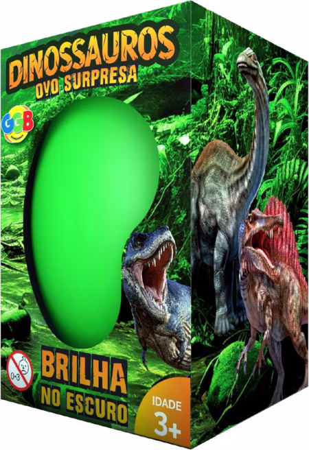 GGB Brinquedo Ovo Surpresa de Dinossauro Brilha no Escuro