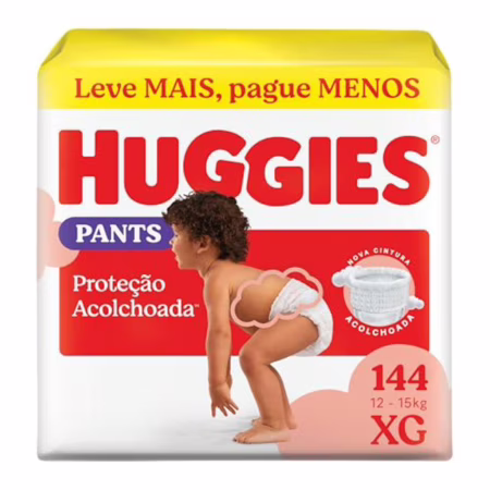 Huggies Fralda Pants Descartável Proteção Acolchoada XG - 144 fraldas • A