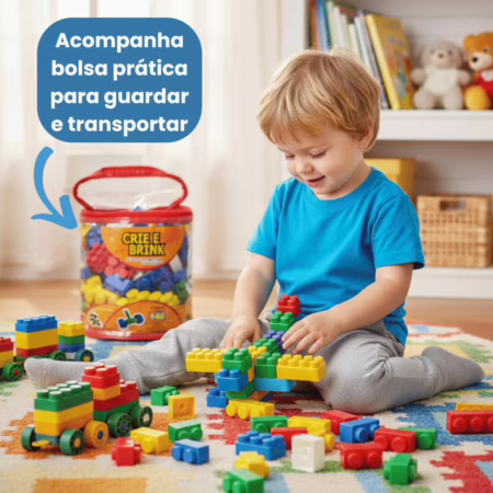 😍 Kit 140 Peças De Blocos De Montar Educativo Brinquedos Infantil Gravo Brink