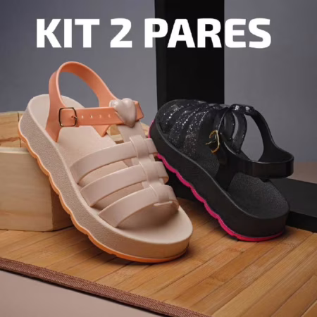 🛍️ Kit 2 Pares Sandália PAPETE LULU  Juvenil  Blogueirinha 890 Promoção Envio Imediato
