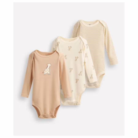 kit 3 bodies de algodão estampado (Tam. 0 ao 12M, 18-24M)