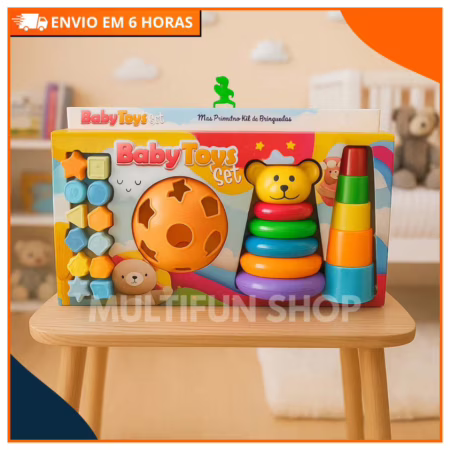Kit de Brinquedos Educativos para Bebê | Empilhar, Encaixar e Estimular com Formas Coloridas