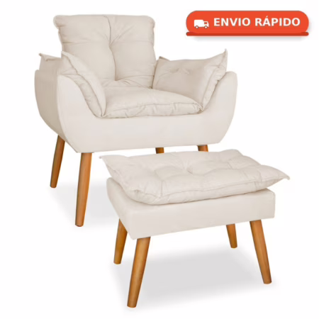 KIT POLTRONA OPALA+PUFF PARA AMAMENTAÇÃO SUEDE PÉ PALITO  C