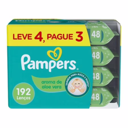 Lenços Umedecidos Pampers Aroma de Aloe Vera 192 Unidades