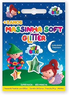 Massa de Modelar, Uti Guti, Glitter, 6 cores