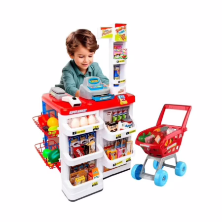 Mercadinho Infantil Caixa Registradora e Carrinho 48 peças (2 Cores)
