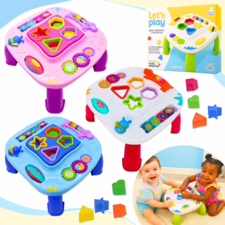 Mesinha Didática Infantil Educativa Sensorial (3 Cores)
