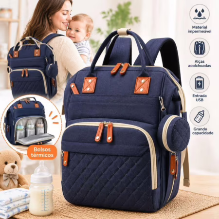 Mochila Impermeável Maternidade (Fraldas + Mamadeira)