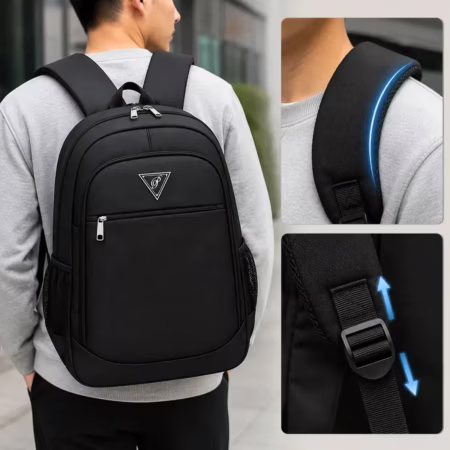 Mochila Masculina Bolsa Impermeável Faculdade Executiva Alça Reforçada Preto Liso