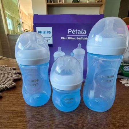 Philips Avent Kit de Mamadeira Pétala, 125ml bico fluxo-lento, 260ml bico fluxo-médio, 330ml bico fluxo-rápido, Azul SCD838/29