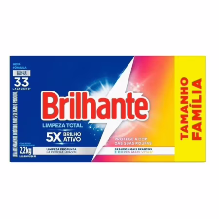 Sabão em Pó Concentrado Brilhante Lava Roupas - Limpeza Total Original 2,2kg