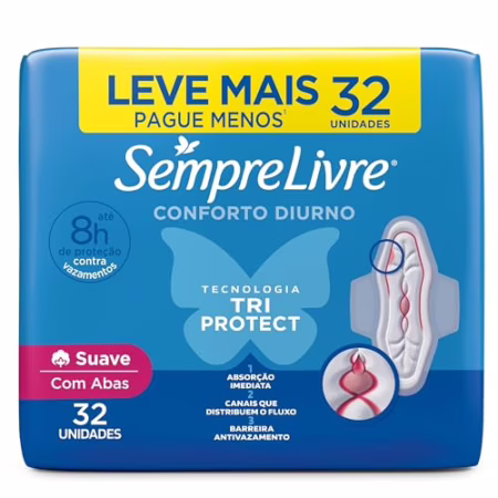 💎 Sempre Livre Absorvente Externo Adapt Plus Com Abas 32 Unidades