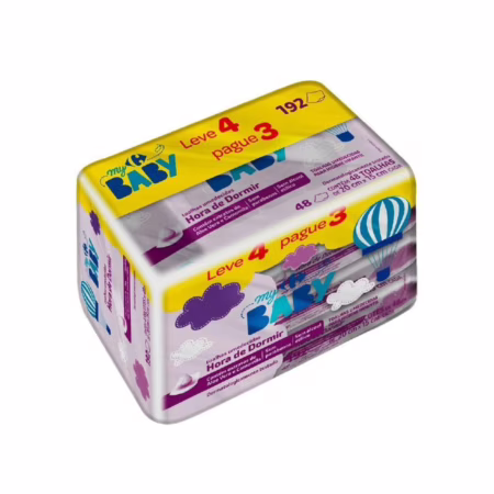 Toalha Umedecida Carrefour My Baby Hora de Dormir 192 unidades (4 pacotes com 48 unidades cada)