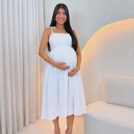 VESTIDO LINDO E CONFORTÁVEL PARA VALORIZAR A BARRIGUINHA 💚