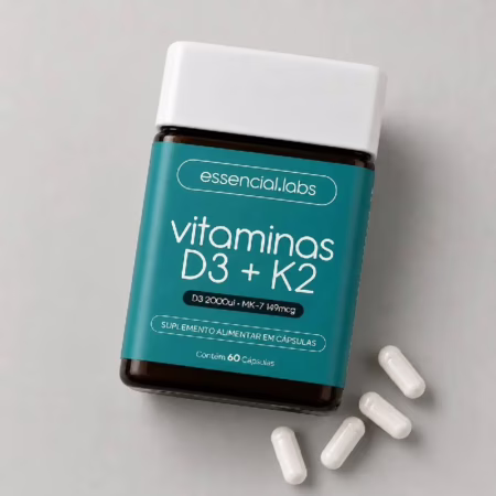 Vitamina D3 + K2 Menaquinona-7 - 60 Cápsulas