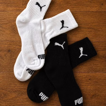 6 Pares Meias Puma Cano Médio Alto Atoalhada Academia Sport