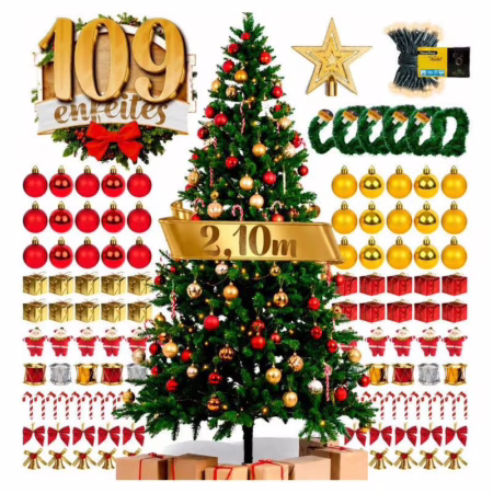 🚨 Árvore Natal Completa 210cm Grande Galhos Cheios Decorada