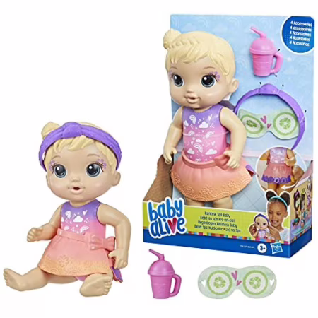 Boneca Baby Alive Dia no Spa Cabelos Loiros 22,5cm com Máscara e Mamadeira