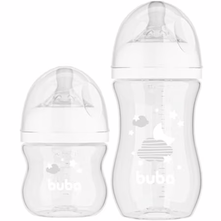 Buba, Kit 2 Mamadeiras Easy Flow Nuvem Branca 120/270ml