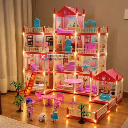 Casinha De Boneca Castelo Da Princesa c/ 4 bonecas