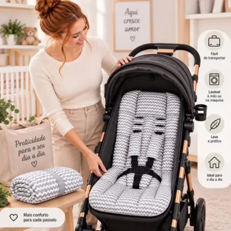 Colchonete Almofadado Zig Zag Cinza