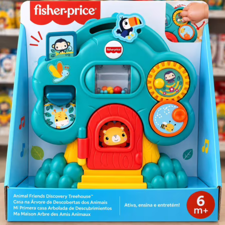 Fisher-Price Animal Friends Discovery Carro de Atividades com Animais Luzes e Sons • A