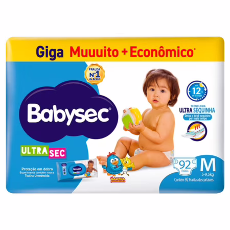 Fralda Babysec Ultrasec Giga M 92 Unidades