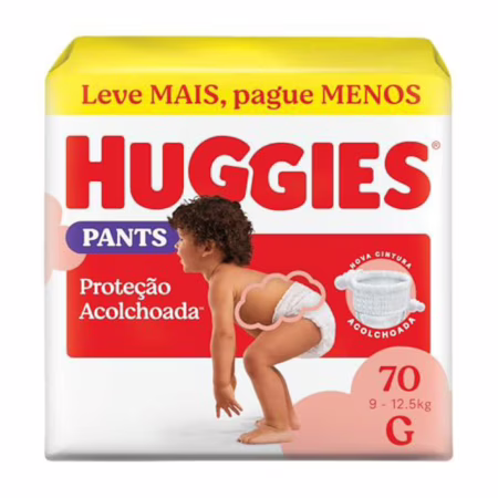 Fralda Huggies Proteção Acolchoada, Roupinha G 70 unidades