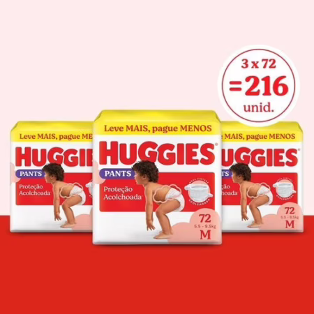 Fralda Huggies Supreme Care Roupinha M com 216 Unidades