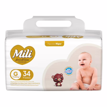 Fralda Mili Love & Care Premium G com 34 Unidades