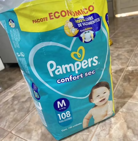 Fralda Pampers Confort Sec M com 108 Unidades