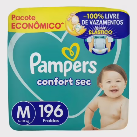 Fralda Pampers Confort Sec Tamanho M, 196 Unidades