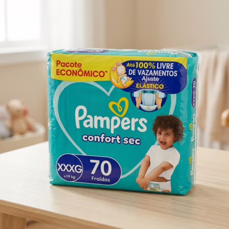 😍 Fralda Pampers Confort Sec Tamanho XXXG, 70 Unidades