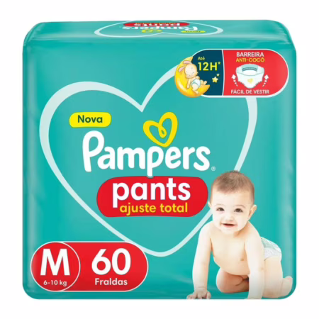 Fralda Pampers Pants Ajuste Total M com 60 Unidades