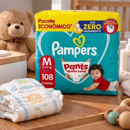 🛍️ Fralda Pampers Pants Tamanho M (108 Unidades)