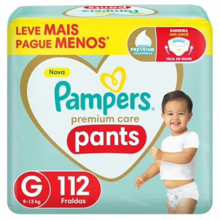 Fralda Pampers Premium Care Pants G com 112 Unidades