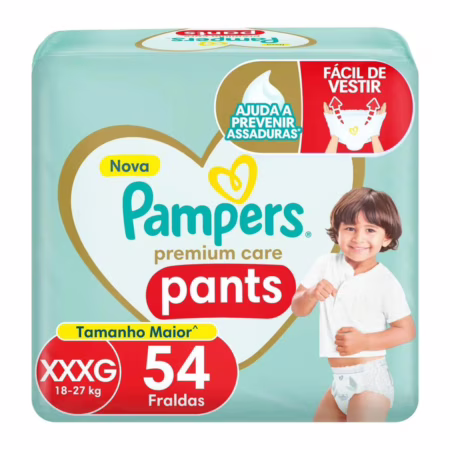 Fralda Pampers Premium Care Pants XXXG 54 unidades