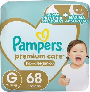 Fralda Pampers Premium Care Tamanho G 68 Unidades