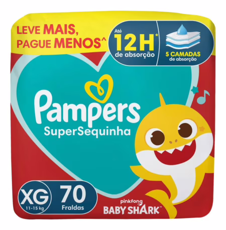 Fralda Pampers Supersequinha XG com 70 Unidades