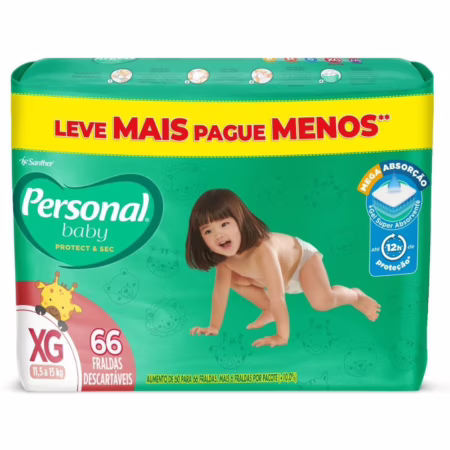 Fralda Personal Baby Protect & Sec XG 66 Unidades