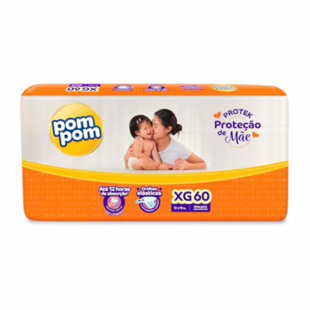 Fralda Pom Pom Protek Proteção de Mãe Hiper XG 60 Unidades