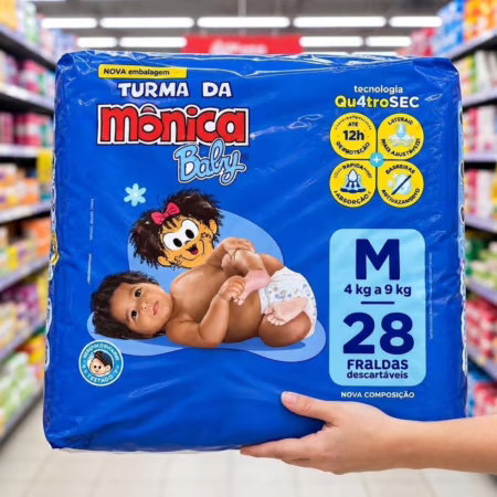 😍 Fralda Turma da Monica Baby Jumbo M 28 unidades