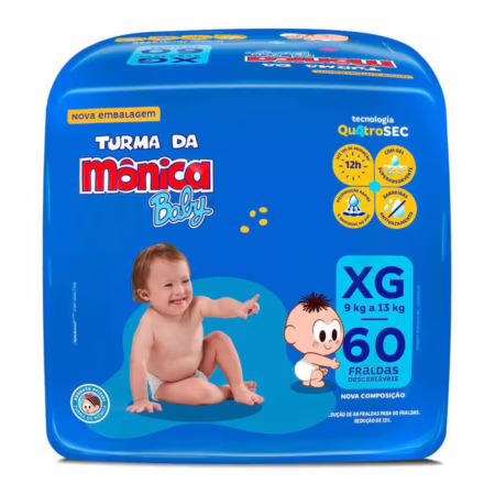 Fralda Turma da Mônica Baby XG 60 unidades • A