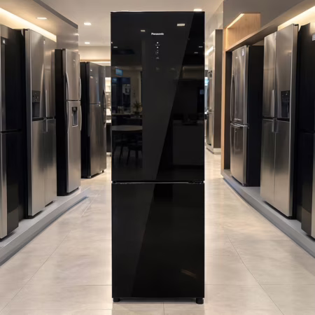 GELADEIRA DA PANASONIC BLACK GLASS DE 407L