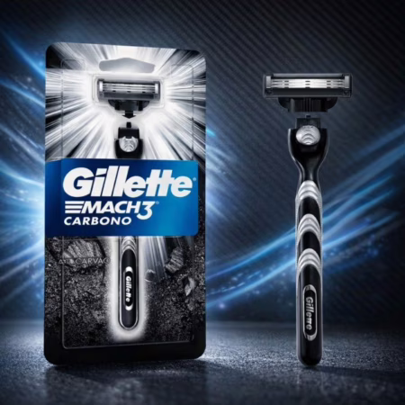 Gillette Mach3 Carbono Aparelho de Barbear com Carvão Ativado 1 Unidade