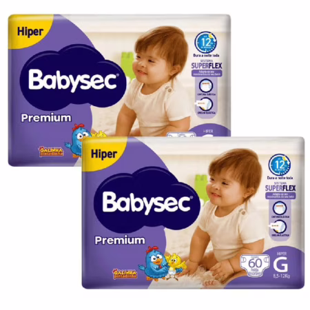 Kit 2 Fraldas Babysec Premium G - 60 Unidades