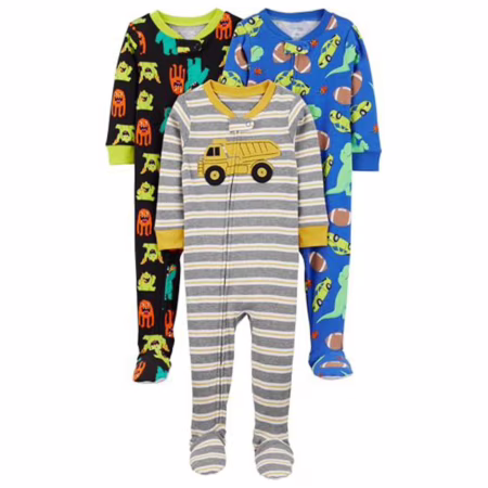 Kit 3 Macacão de dormir com pés justos Simple Joys by Carter'sMeninos (tam 6 a 24 meses)
