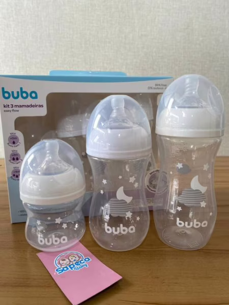 Kit 3 Mamadeiras Easy Flow Nuvem Buba 120, 270 e 330ml - Branca