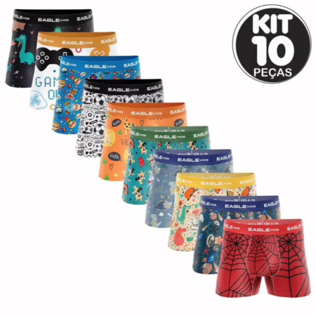 Kit 5 Cuecas Boxers Infantil