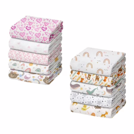 Kit 5 Fraldas de Pano Estampada Algodão 70x70cm